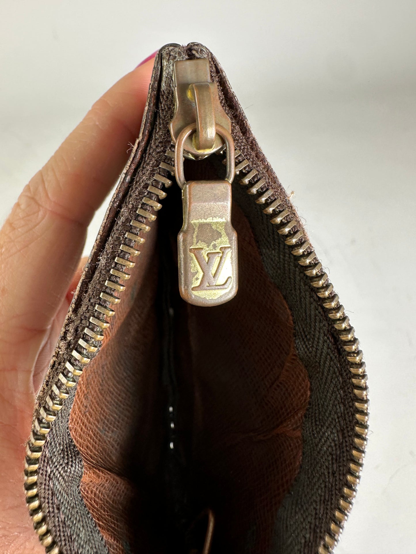 Vintage Louis Vuitton Monogram Canvas Coin Purse Brown Gold