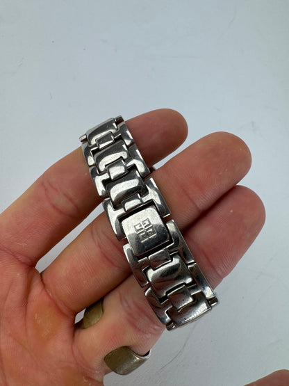 Vintage Givenchy Quartz Watch Silver Navy