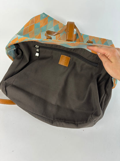 Vintage Vivienne Westwood Argyle Print Tote Early 2000s Multicolor