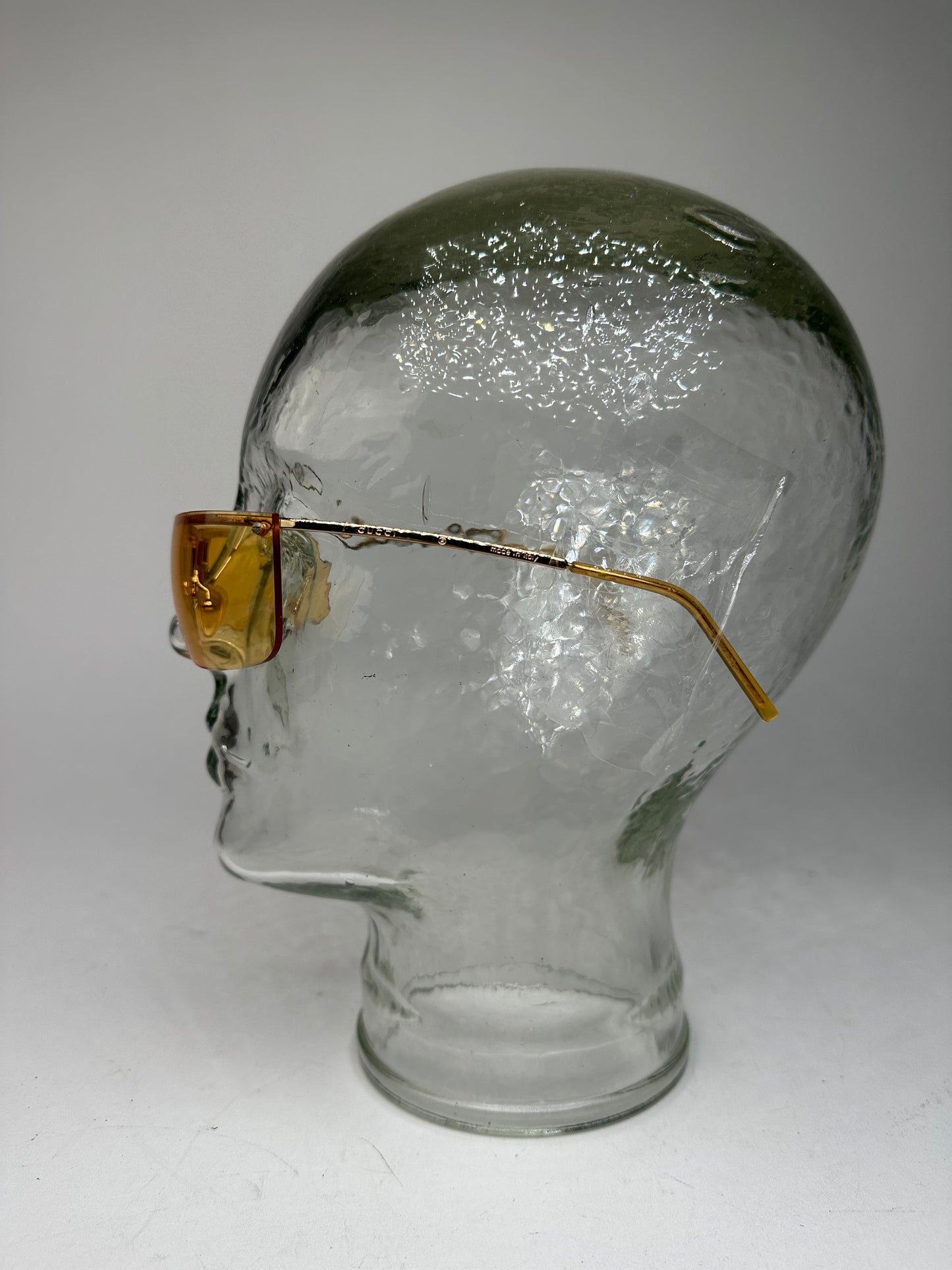 Vintage Gucci Rimless Sunglasses Gold Yellow