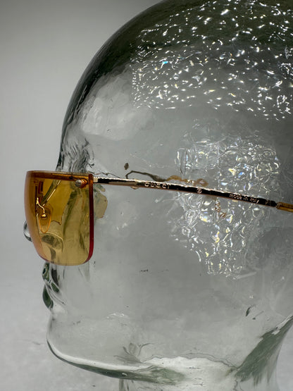 Vintage Gucci Rimless Sunglasses Gold Yellow