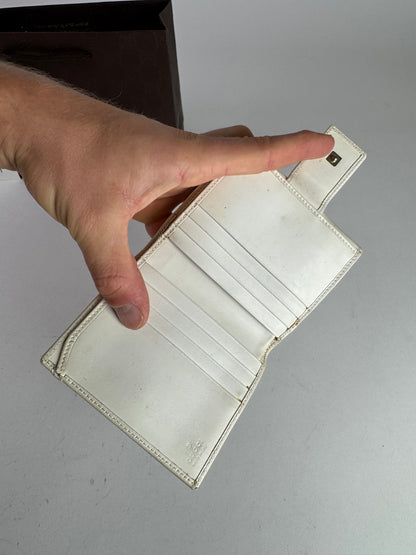 Vintage Gucci Monogram Leather Wallet white turquoise