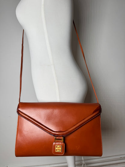 Sac vintage Givenchy 4G en cuir orange marron