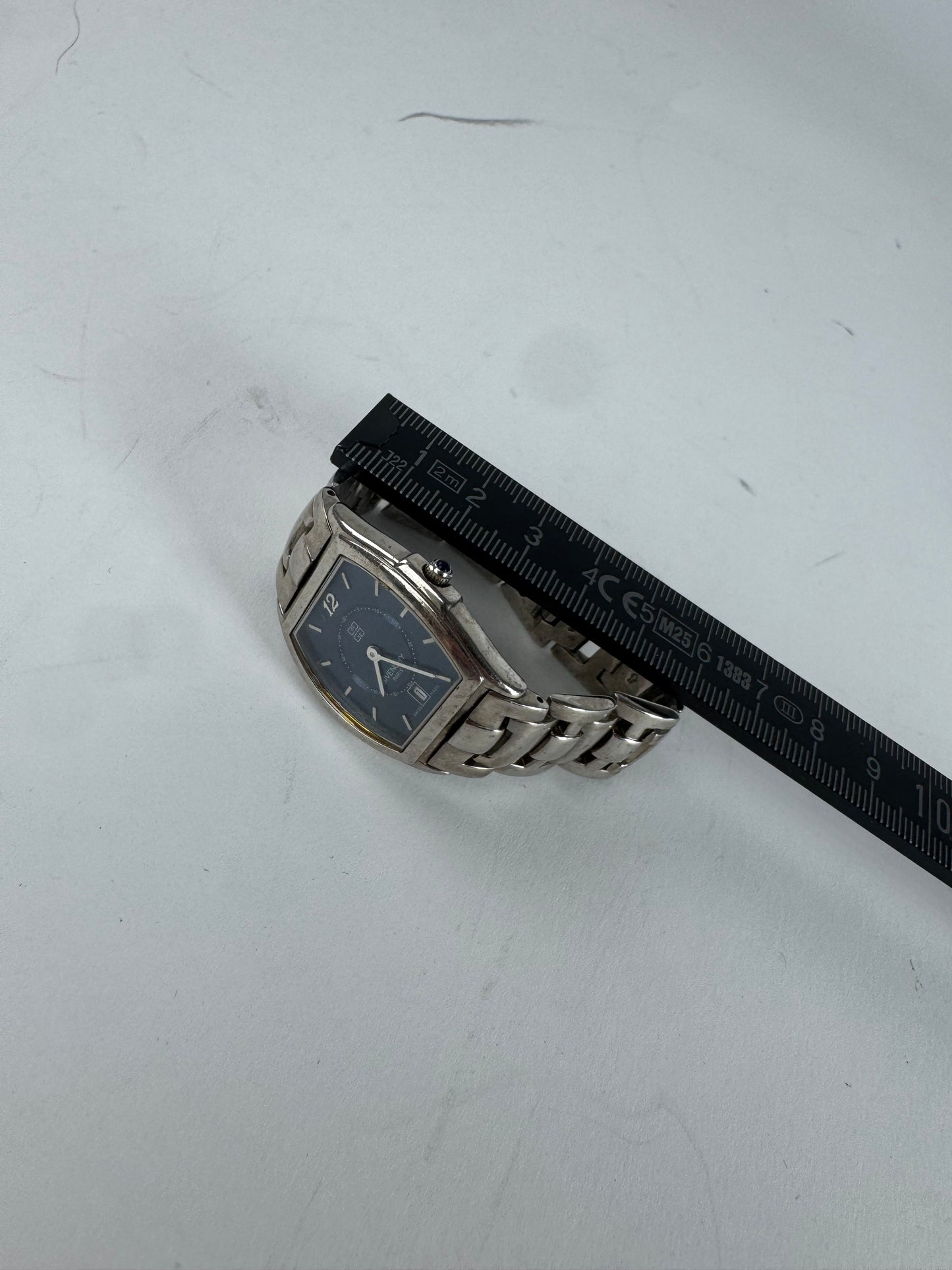 Vintage Givenchy Quartz Watch Silver Navy