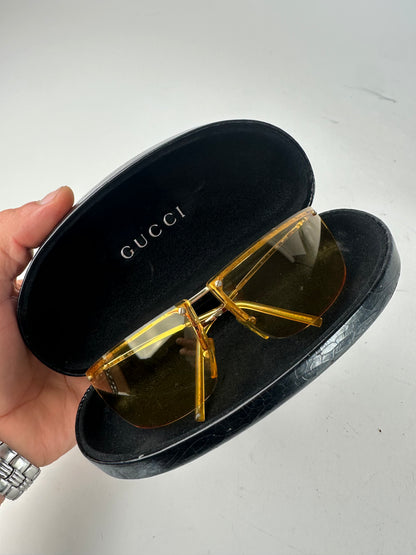 Vintage Gucci Rimless Sunglasses Gold Yellow