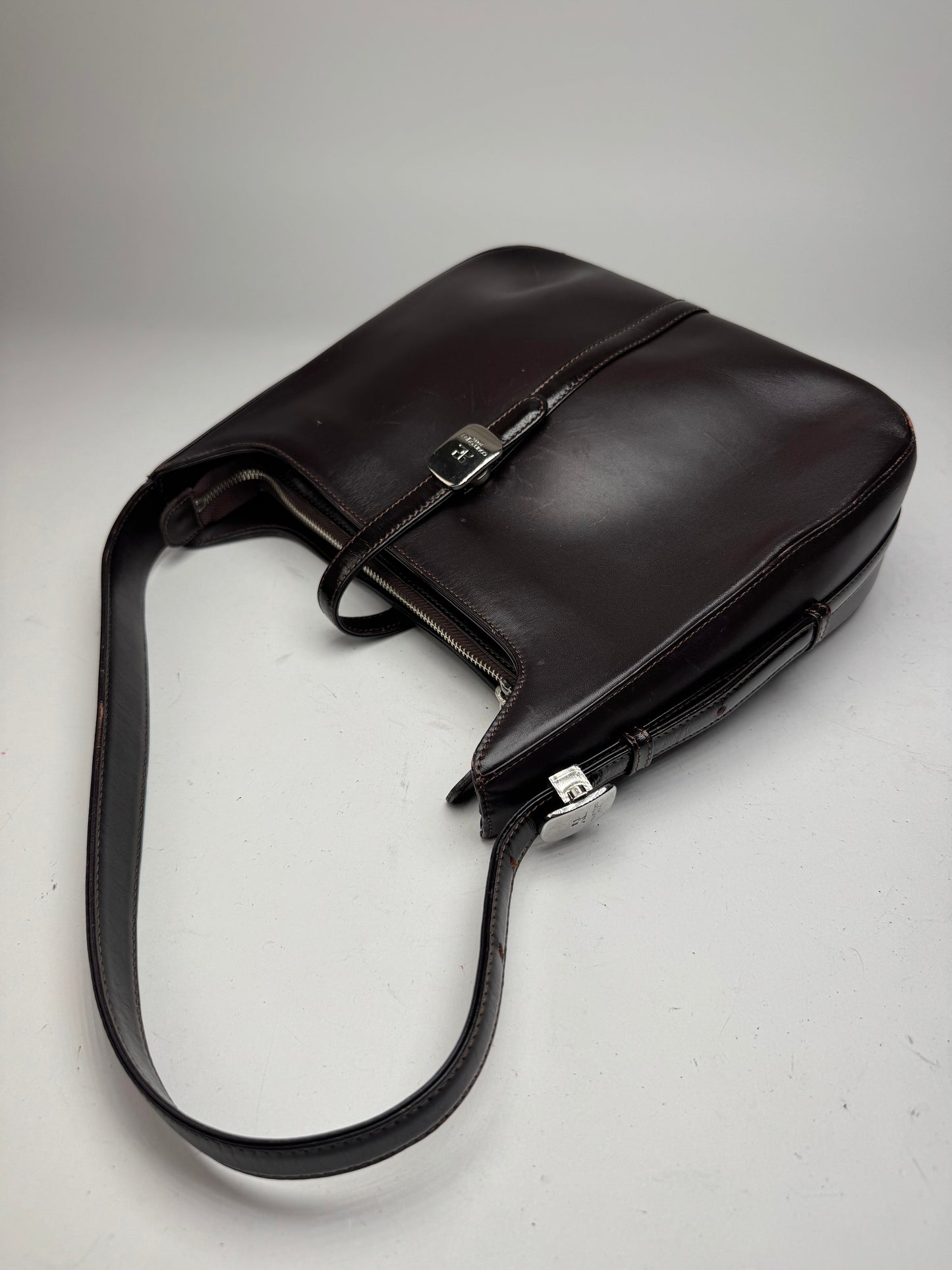 Vintage Courreges Leather Handbag Brown