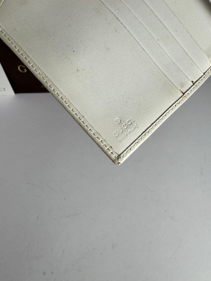 Vintage Gucci Monogram Leather Wallet white turquoise