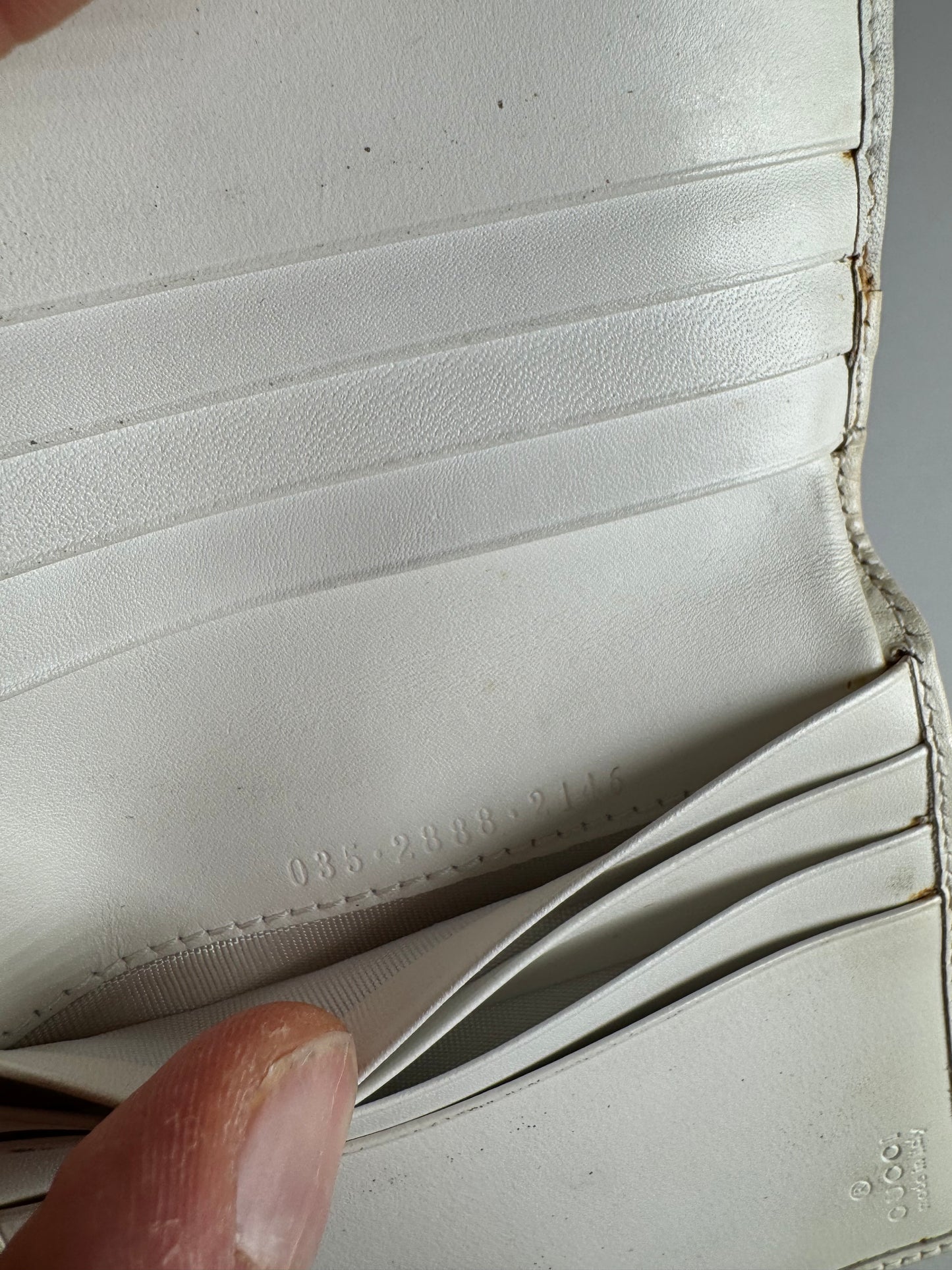 Vintage Gucci Monogram Leather Wallet white turquoise