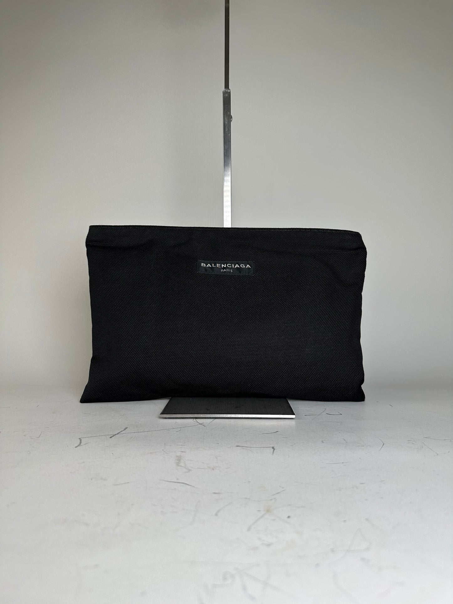 Vintage Balenciaga Technical Fabric Cosmetic Pouch Black Silver