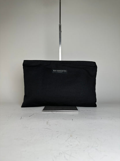 Vintage Balenciaga Technical Fabric Cosmetic Pouch Black Silver