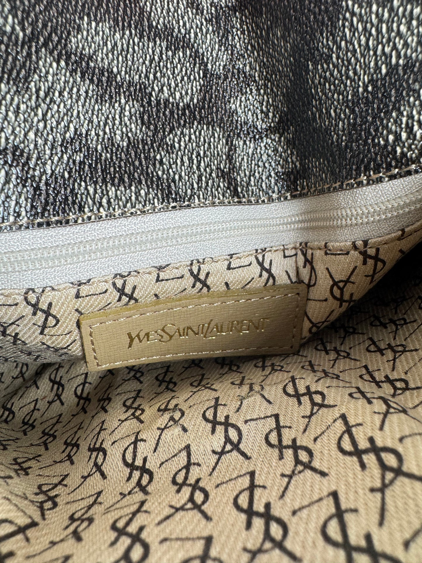 Sac vintage Yves Saint Laurent en cuir gris marron