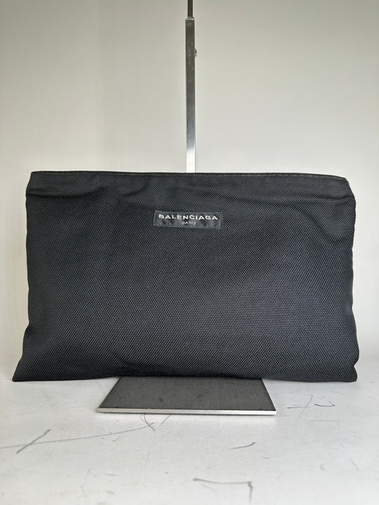 Vintage Balenciaga Technical Fabric Cosmetic Pouch Black Silver
