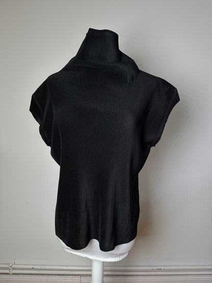 Vintage Issey Miyake Pleats Please Plissé Sleeveless High Neck Top Black M
