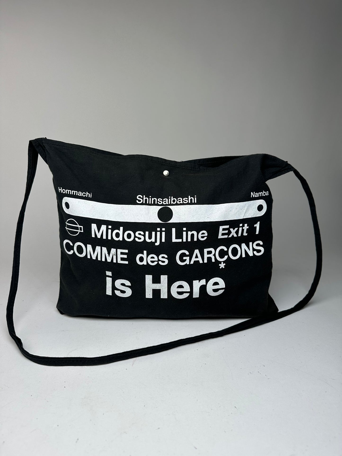 Vintage Comme Des Garçons Canvas Shoulder Bag Black White