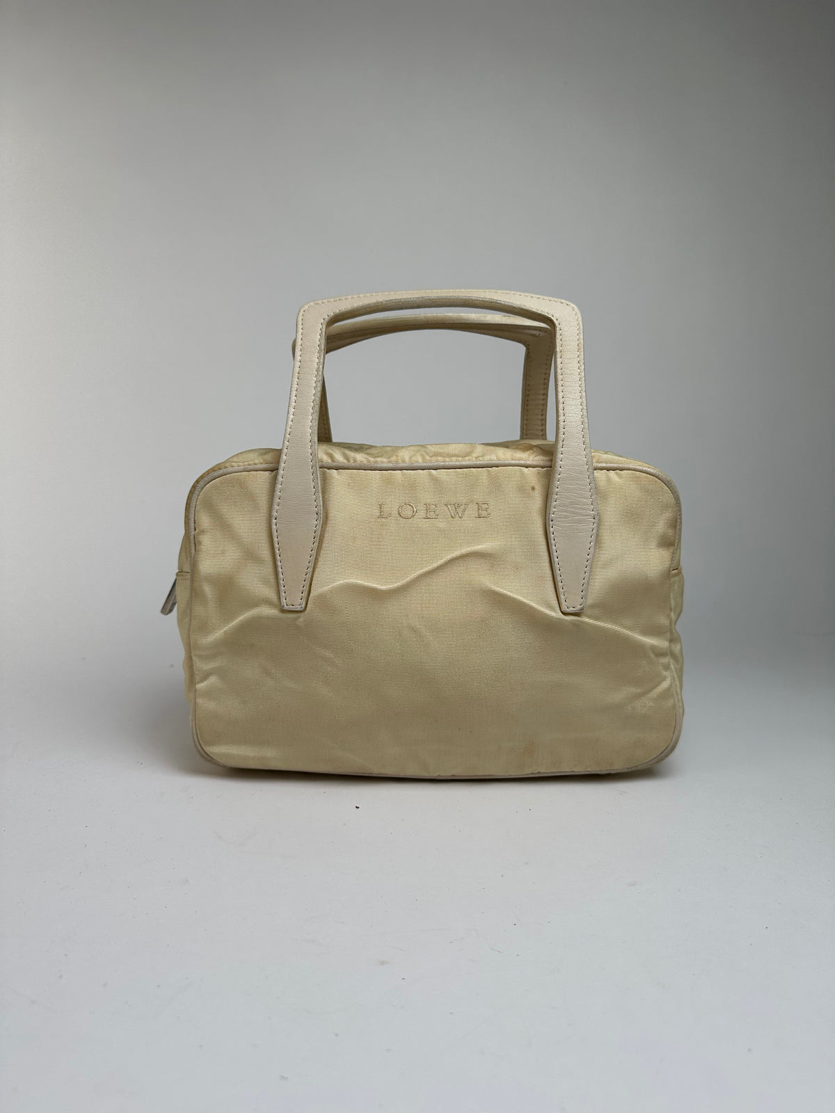 Vintage Loewe Bifold Bag Cream Silver Late 1990s