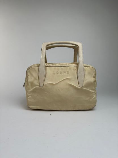 Vintage Loewe Bifold Bag Cream Silver Late 1990s