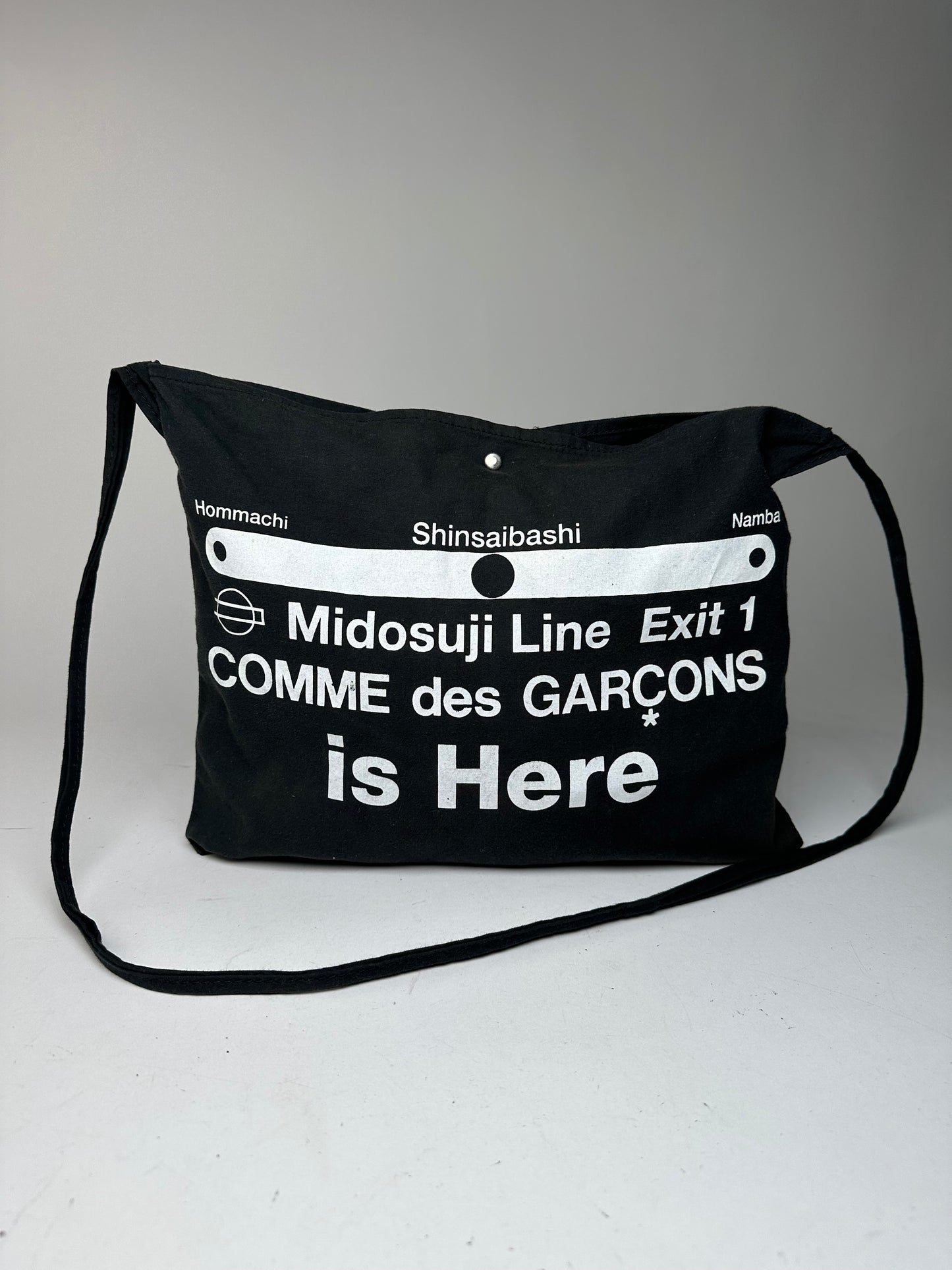 Vintage Comme Des Garçons Canvas Shoulder Bag Black White
