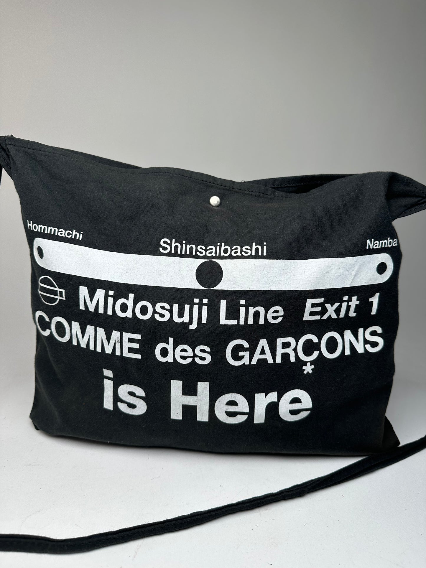 Vintage Comme Des Garçons Canvas Shoulder Bag Black White
