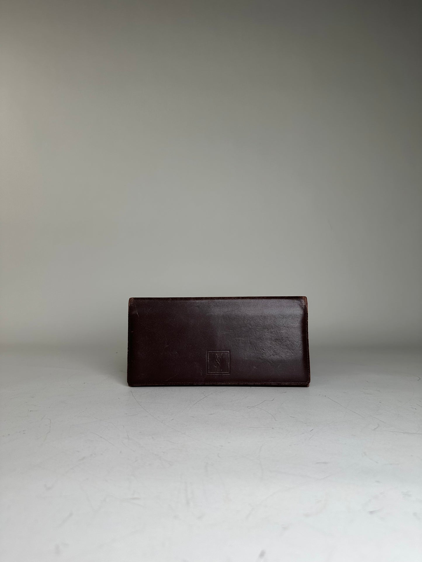 Vintage Saint Laurent Grained Leather Wallet Brown
