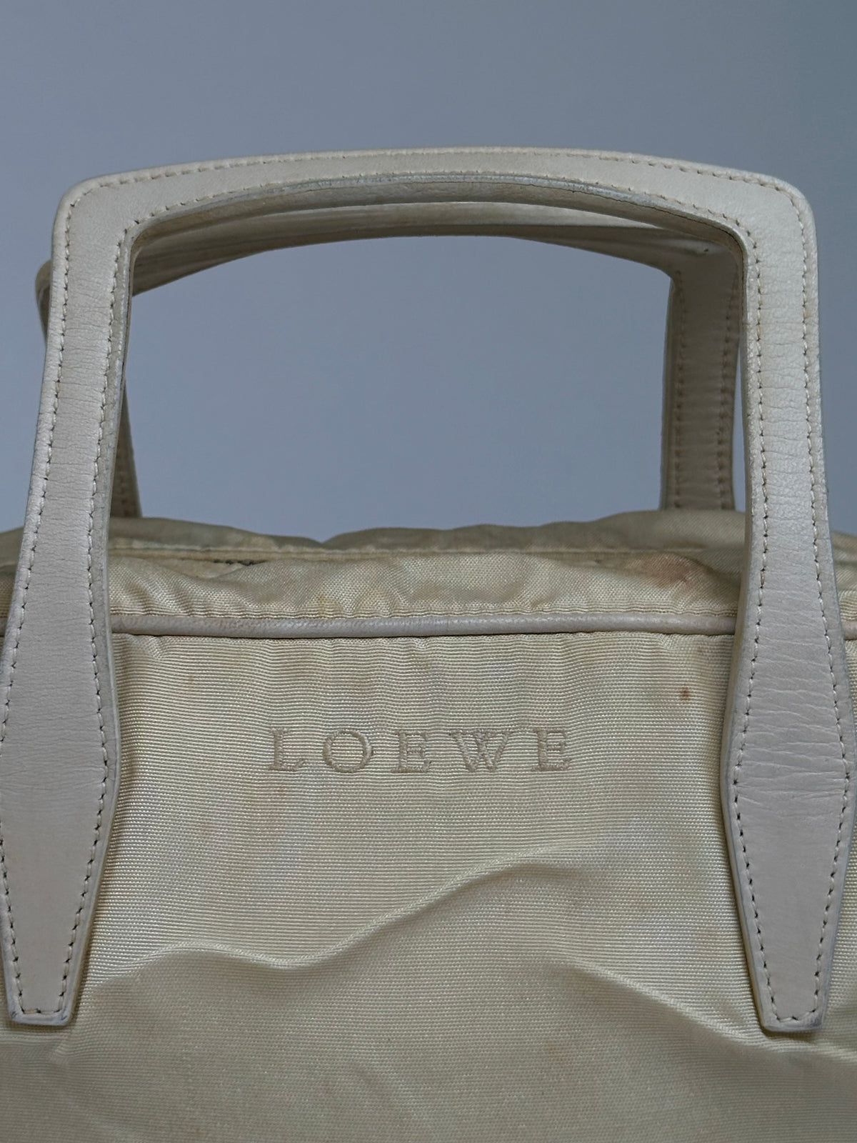 Vintage Loewe Bifold Bag Cream Silver Late 1990s