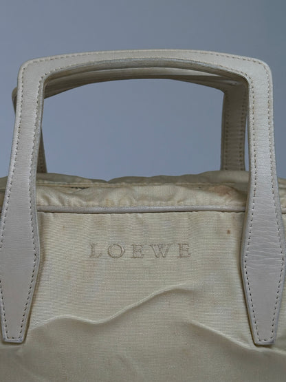 Vintage Loewe Bifold Bag Cream Silver Late 1990s