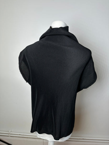 Vintage Issey Miyake Pleats Please Plissé Sleeveless High Neck Top Black M