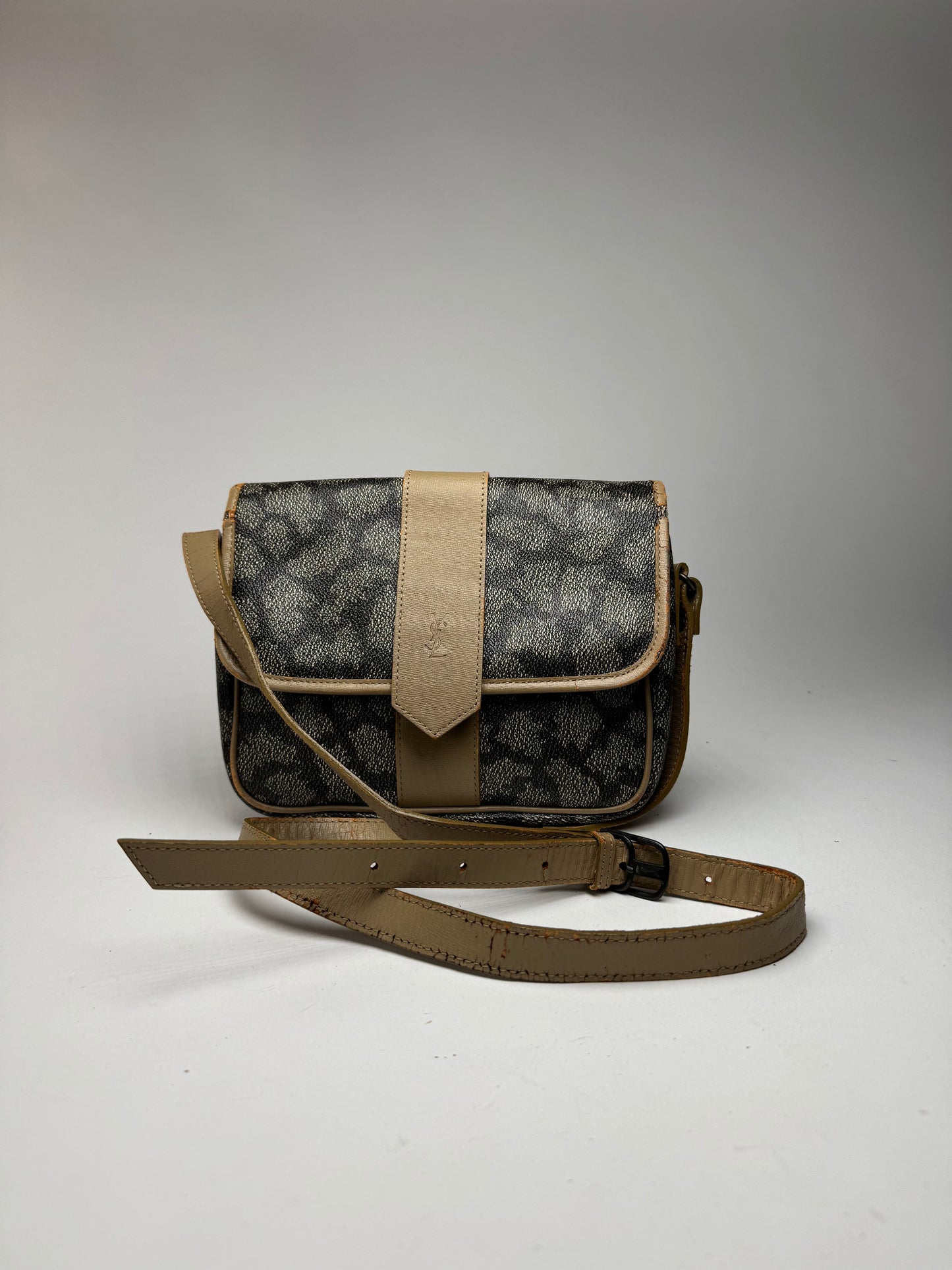 Sac vintage Yves Saint Laurent en cuir gris marron