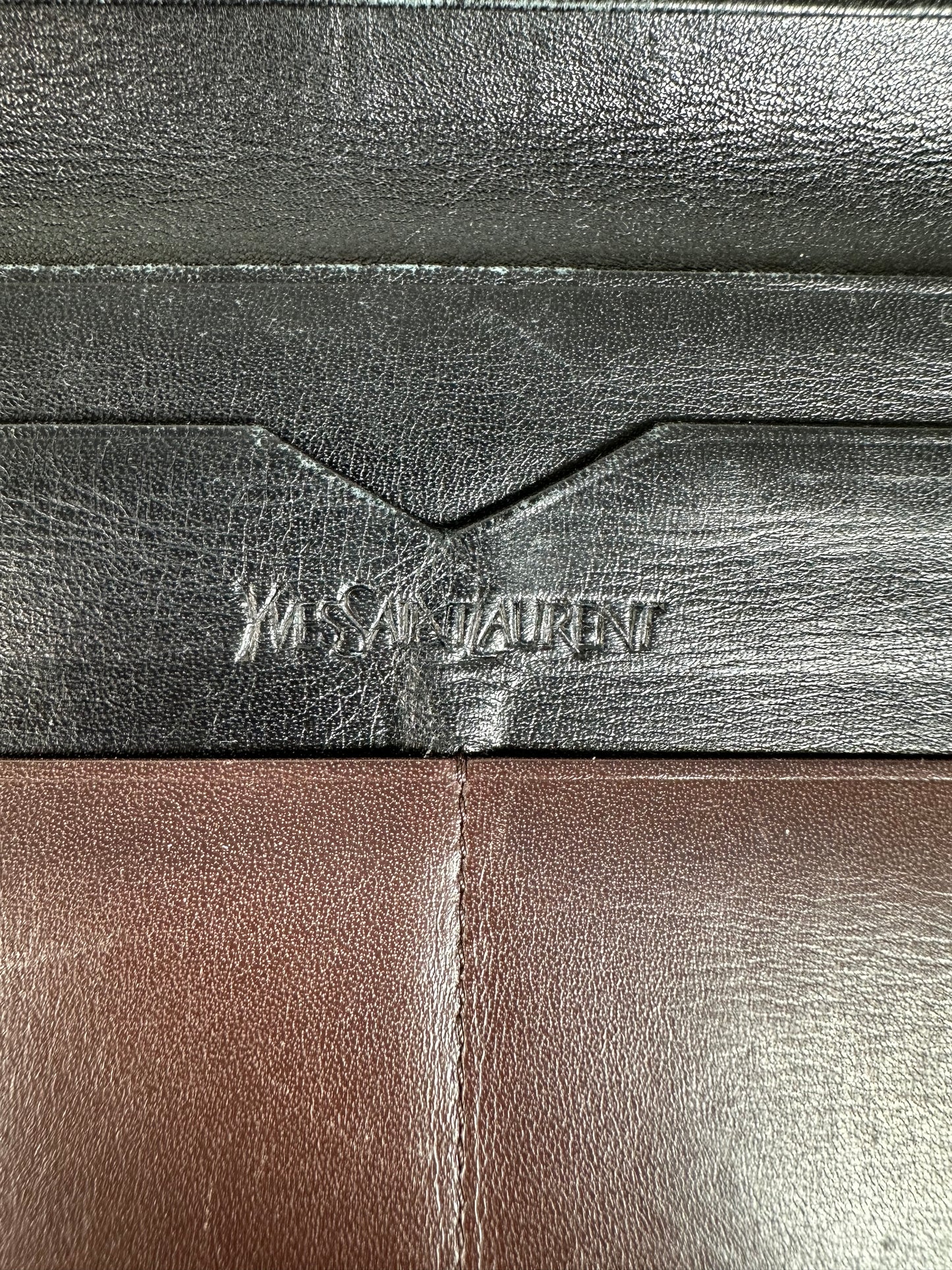 Vintage Saint Laurent Grained Leather Wallet Brown