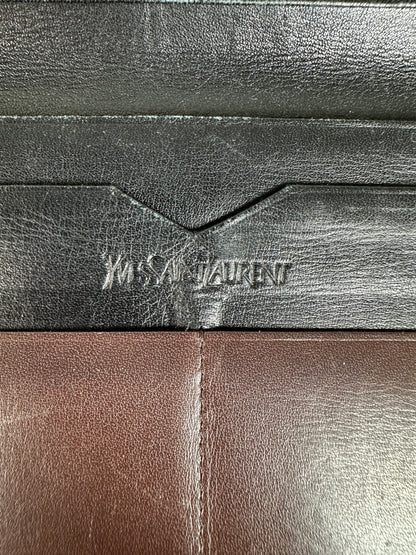 Vintage Saint Laurent Grained Leather Wallet Brown