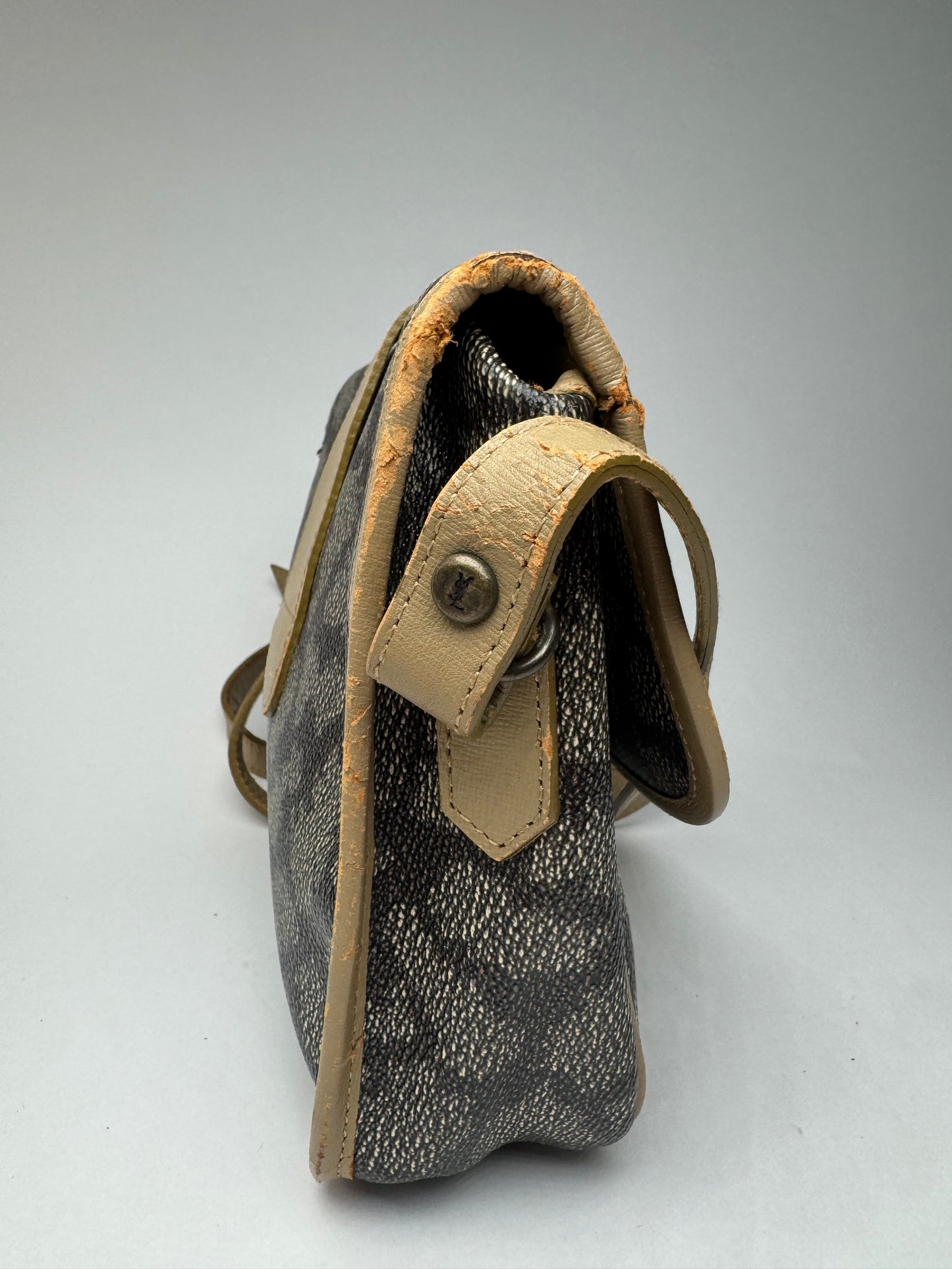 Sac vintage Yves Saint Laurent en cuir gris marron