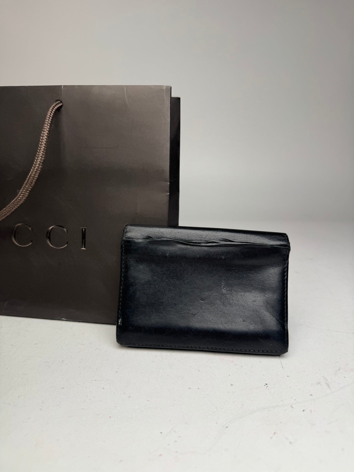 Vintage Gucci Leather Card Holder Black