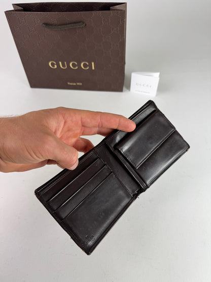 Vintage Flapable Gucci monogram Wallet beige Brown