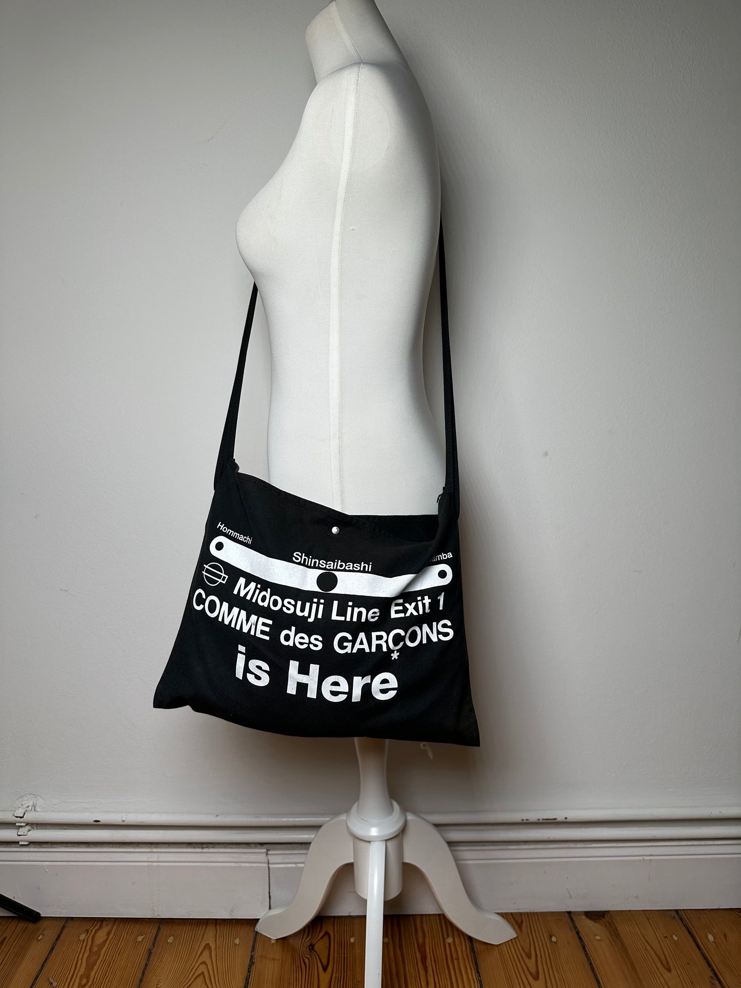 Vintage Comme Des Garçons Canvas Shoulder Bag Black White