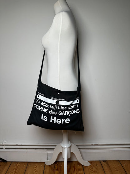 Vintage Comme Des Garçons Canvas Shoulder Bag Black White