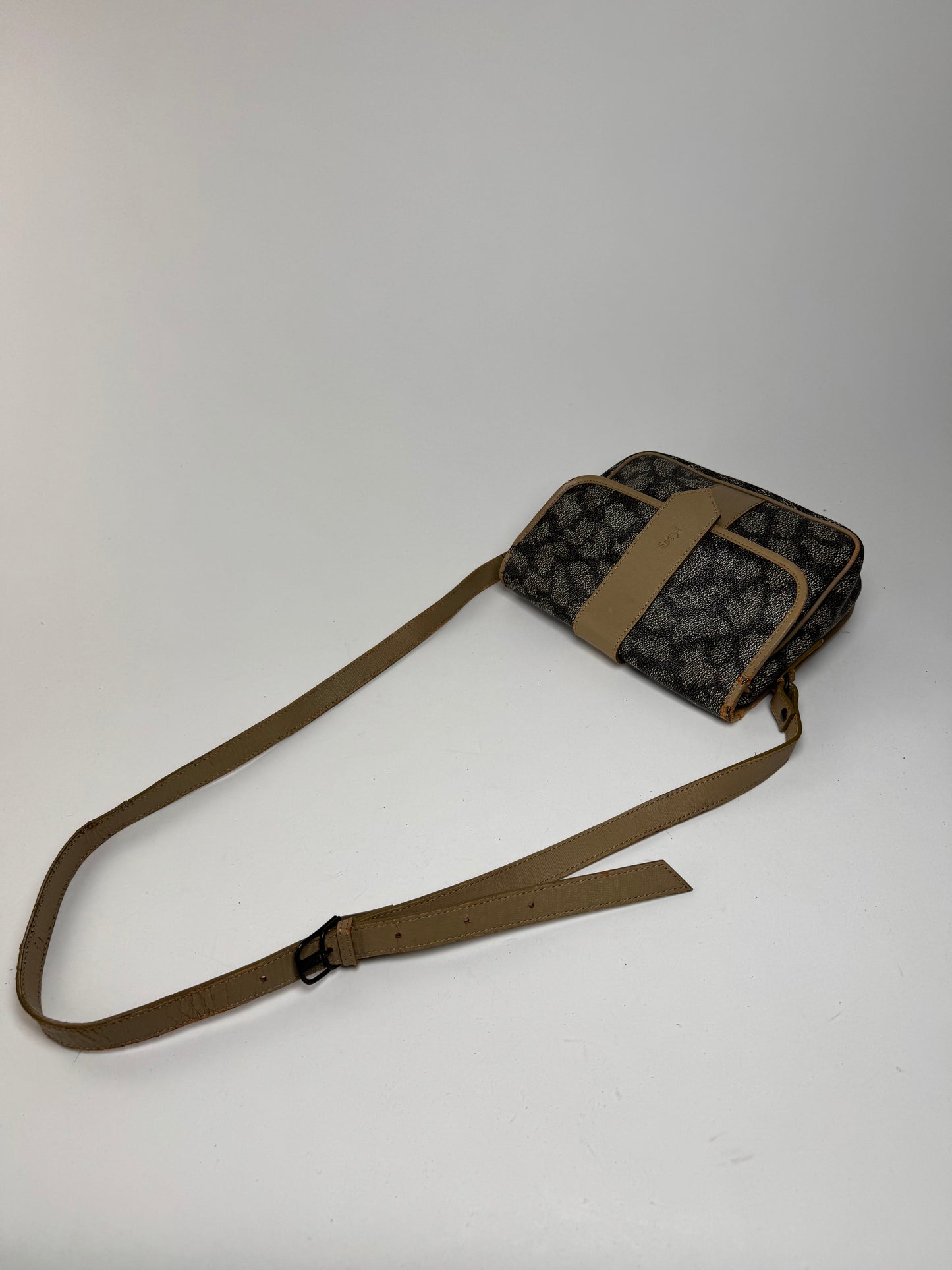 Sac vintage Yves Saint Laurent en cuir gris marron