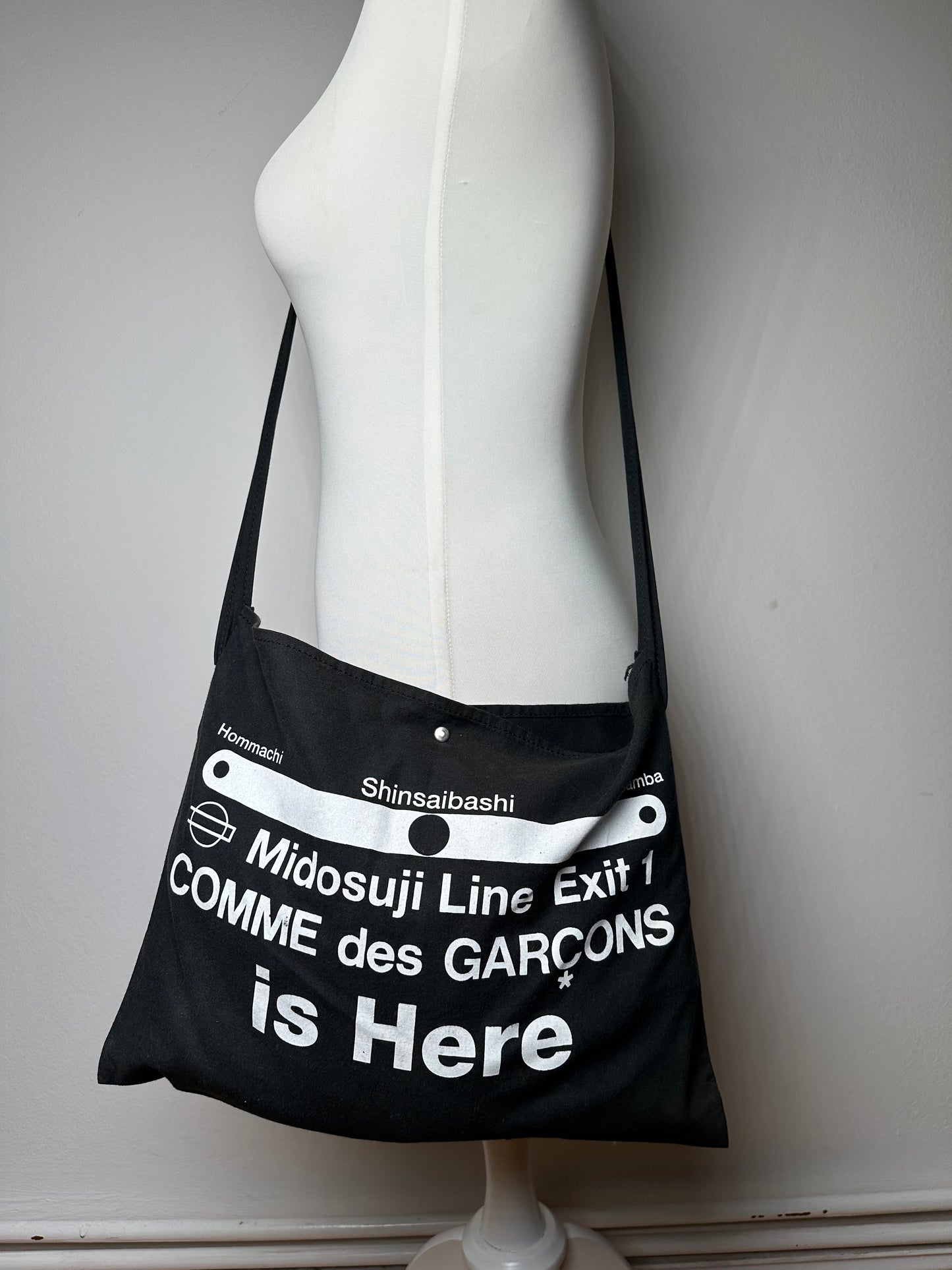 Vintage Comme Des Garçons Canvas Shoulder Bag Black White