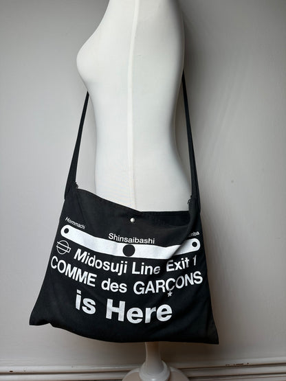 Vintage Comme Des Garçons Canvas Shoulder Bag Black White