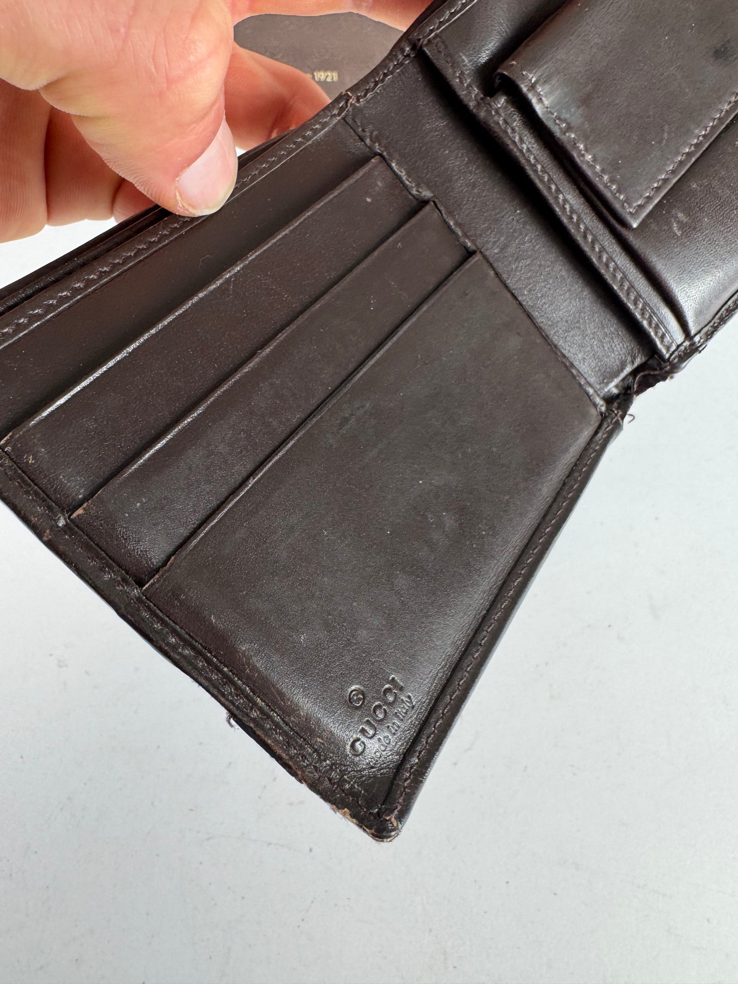 Vintage Flapable Gucci monogram Wallet beige Brown