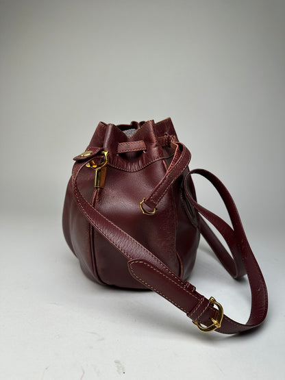 Vintage Cartier Must de Cartier Sac Seau Leather Bucket Bag Bordeaux