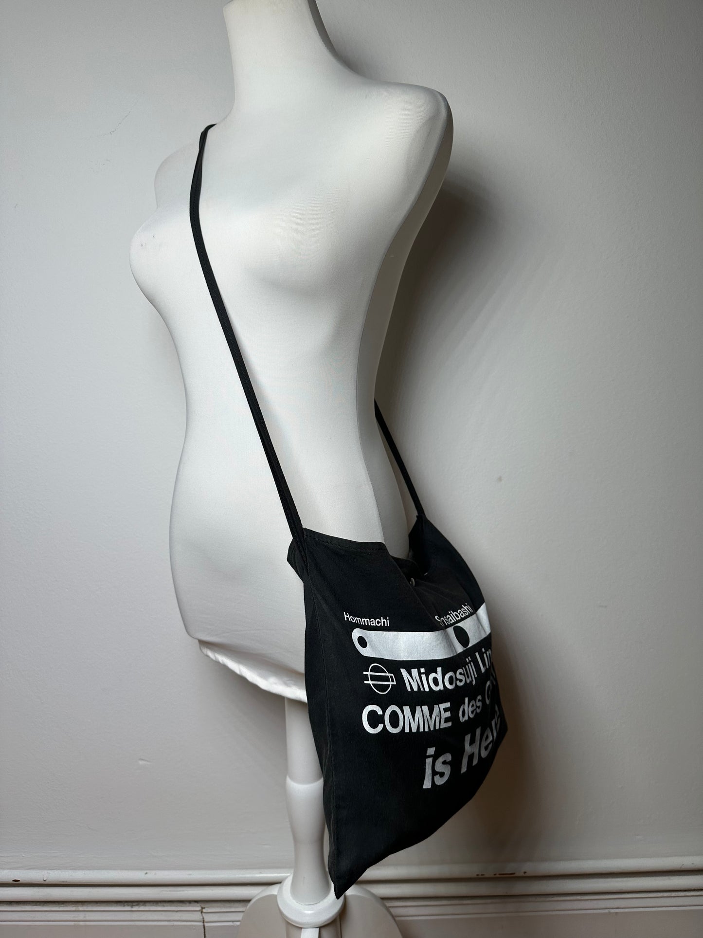 Vintage Comme Des Garçons Canvas Shoulder Bag Black White