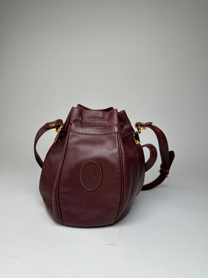 Vintage Cartier Must de Cartier Sac Seau Leather Bucket Bag Bordeaux
