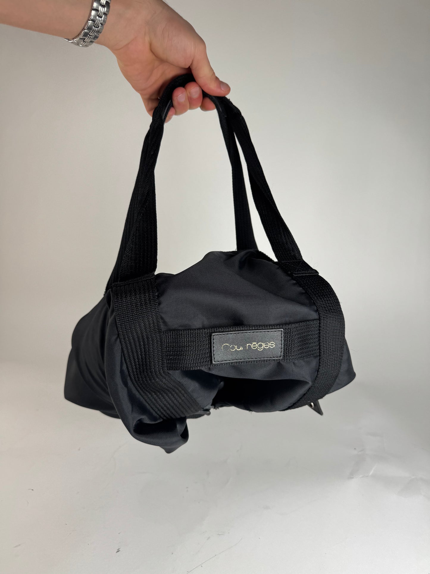 Vintage Courreges Polyester Duffel Bag Black