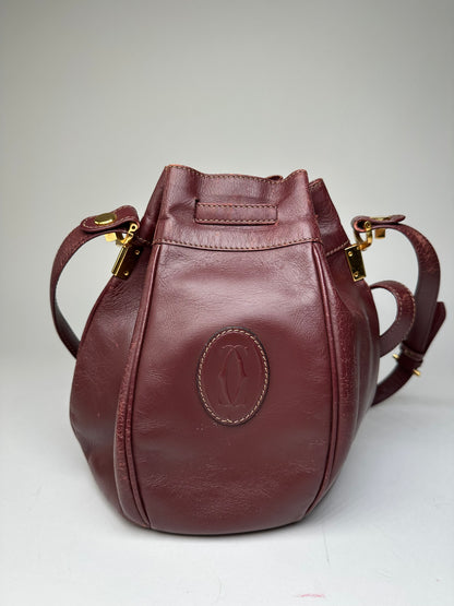 Vintage Cartier Must de Cartier Sac Seau Leather Bucket Bag Bordeaux