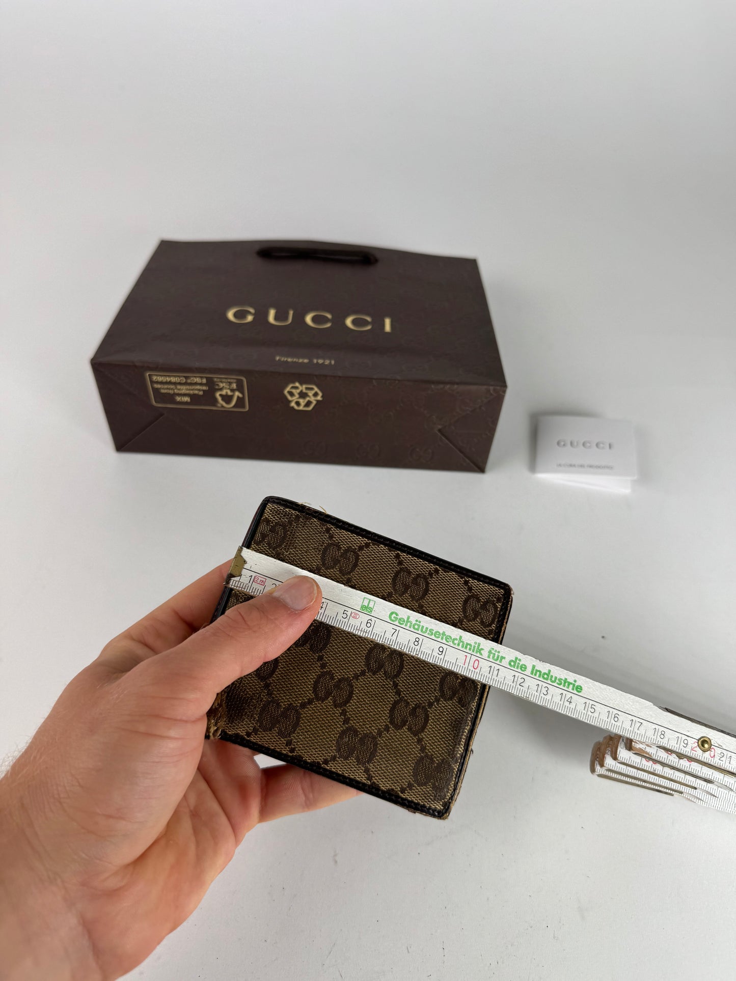 Vintage Flapable Gucci monogram Wallet beige Brown