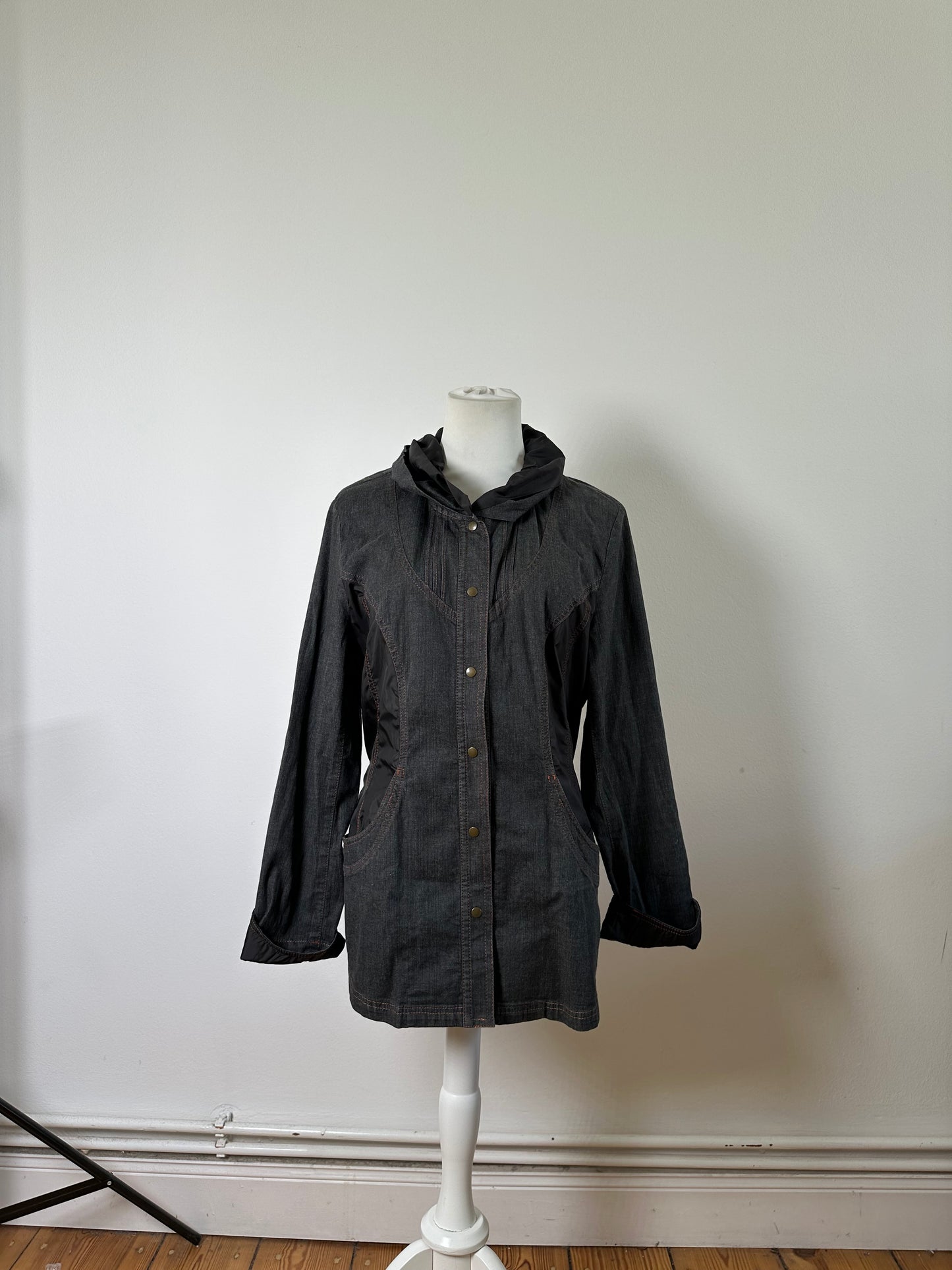 Vintage Kansai Yamamoto Denim Nylon Jacket Dark Grey Black M