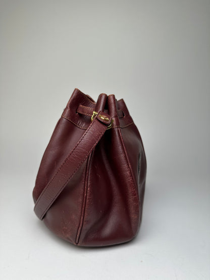Vintage Cartier Must de Cartier Sac Seau Leather Bucket Bag Bordeaux