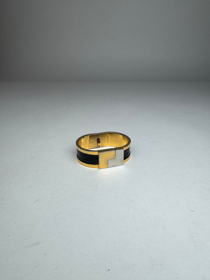 Vintage Loewe Madrid Crocodile Emblossed Steel Bracelet Golden Black