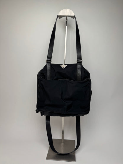 Vintage Bottega Veneta Leather Canvas Handbag Black
