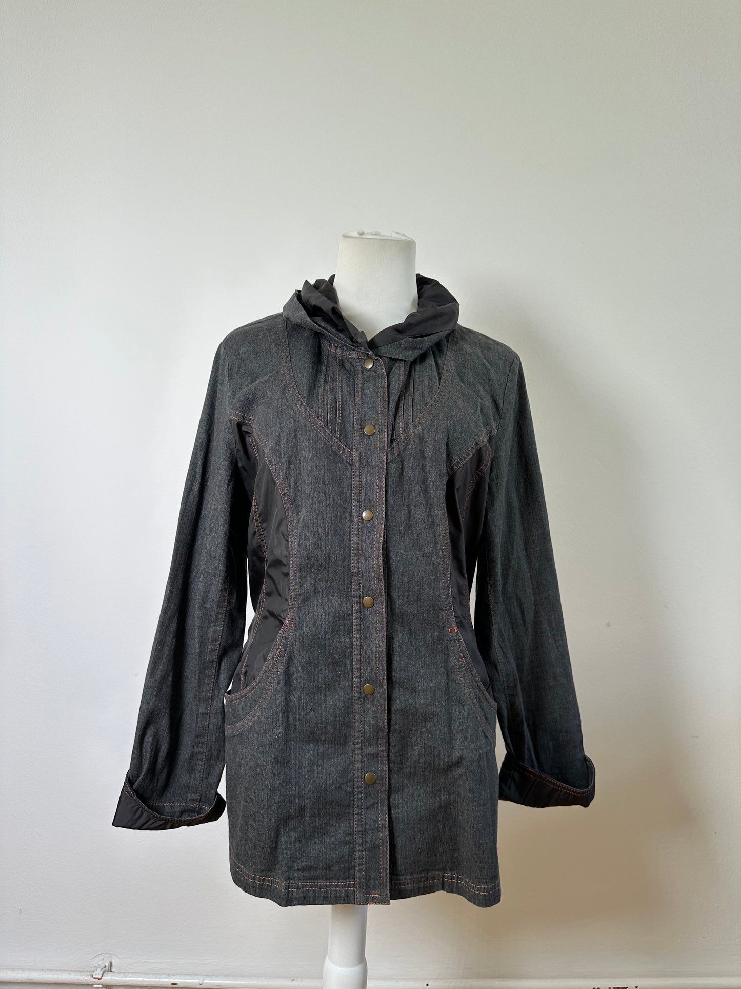 Vintage Kansai Yamamoto Denim Nylon Jacket Dark Grey Black M