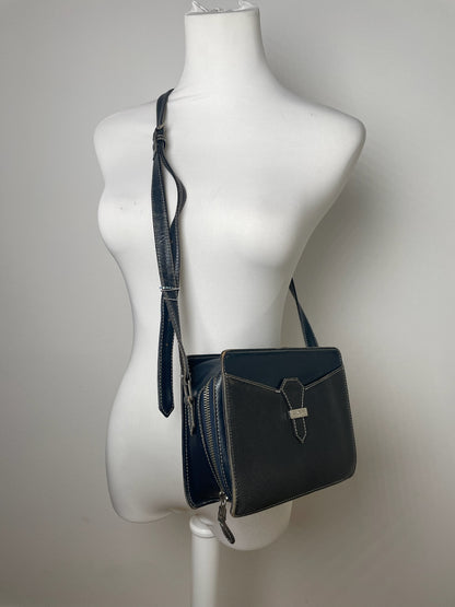 Vintage Courreges Paris Leather Bag Black